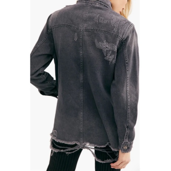 Free People Moonchild Denim Distressed Shirt Jacket - Picture 5 of 11